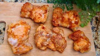 Breaded, Fried, Seasoned  Chicken Thighs