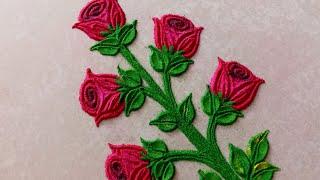 Easy Rose Flower Rangoliगुलाब फुलांची रांगोळी/Valentine's Day Rangoli/Rose Flower Rangoli Design