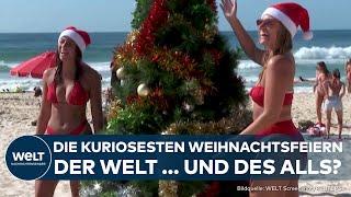 VÖLLIG SCHRÄG! Die Kuriosesten Weihnachtsfeiern des Jahres! Surfende Santas und Party im All!