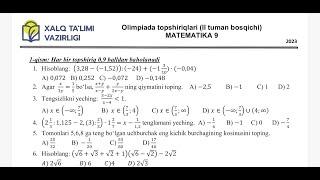 9-sinf Matematika Olimpiada 2023 Testlari yechimlari