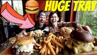 HUGE BURGER TRAY CHALLENGE ~ GOURMET BURGERS ~ MOLLY SCHUYLER EATS ~ DAN KENNEDY EATS ~ NEW