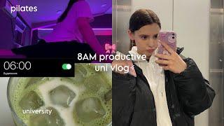 PRODUCTIVE *8AM* uni vlog | pilates, study with me, unpackings