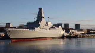 HMS Glasgow, towing the hull to dry dock