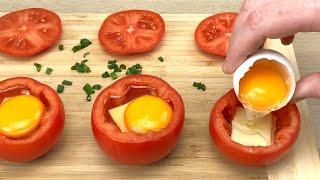 Legen Sie einfach ein Ei in eine Tomate und Sie werden begeistert sein! Frühstücksrezept #35