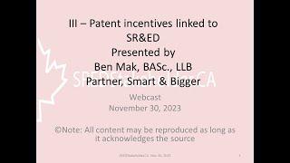 3 Patent and Intellectual Property related incentives