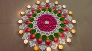 simple rangoli design. Festival rangoli design. Diwali rangoli. satisfying video.