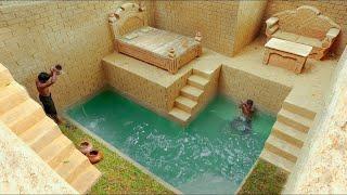 Build Cave Underground House Private Swimming Pool And Private Living Room ‎@PrimitiveSurvivalTool