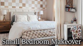 DIY SMALL BEDROOM MAKEOVER ON A BUDGET | BOARD & BATTEN WALLPAPER ACCENT WALL | DECORATING IDEAS