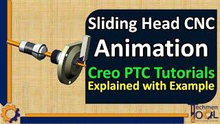 Sliding Head CNC Machine 3D Animation | Creo PTC Tutorials | CAD | for Beginners