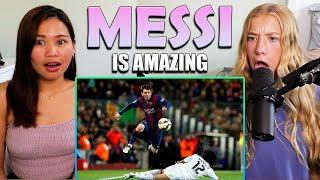 American Girls React to 20 Lionel Messi Dribbles That Shocked The World!