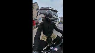 BIKER DRAGGED UNDER TRUCK almost Crushed #liveleak #accident #viral #mustsee #biker