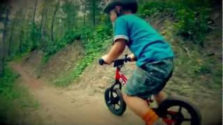 Amazing and Cute 3 year old kid mountain biking! (strider bikes rule!)