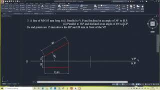 Line Inclined to one plane  #1  #AutoCAD #EngineeringDrawing #Orthographic #Projection