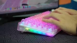 Pink transparent keyboard with RGB backlight,  AULA F98 Pro, excellent performance, you worth it.