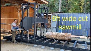 first cut on 6ft wide cut sawmill