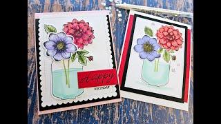 Two Step Stamping with Fresh Flowers 1 and 2 from Gina K. Designs