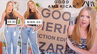 a review of the NEW good american x ZARA jeans  (HALF the price?!)