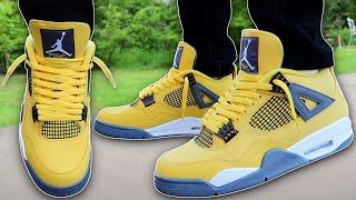 How To Lace Jordan 4s Loosely (w/ ON FEET) | Featuring 'Lightning' (BEST WAY!)