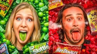 Eating SPICY vs SOUR Candy from Every Country!