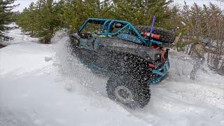 SxS snow blasting around 100 year old ghost town