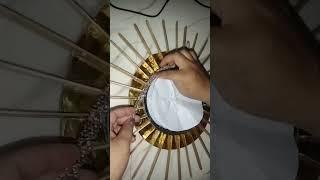 diy dari kardus bekas cermin stik es krim kertas metalik #diy #homedecor #handmade #wallhanging