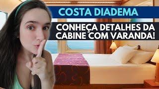 COMO É UMA CABINE EXTERNA COM VARANDA DE UM NAVIO DE CRUZEIROS | Costa Diadema