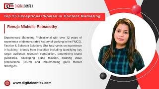 Presented By DIGITALCONFEX | Renuja Michelle | Top 25 Exceptional Women in Content Marketing