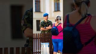 The smile of The Castle Guard is strong and confident 🫡#streetphotography #police #reaction