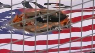 Muslim protesters burn US flag outside 9/11 memorial service