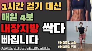 중년 내장지방 뱃살 싹 다 빠집니다! 1시간 걷기 대신 이 운동을 매일 4분만 하세요/뱃살빼는최고의운동/올챙이배 빼는 최고의 운동/뛰지않고 뱃살빼는운동/관절에 무리가지 않는 운동