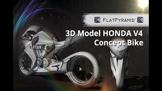 3D Model HONDA V4 Concept Bike Review