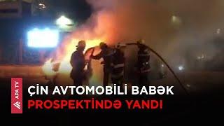 Bakıda hərəkətdə olan maşın alovlandı -APA TV