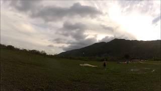 Paraglider pilot in deep spiral almost hits the ground