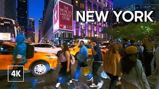 4k New York City Walk, Night Stroll in Manhattan, NYC