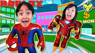 Superhero Ryan and Superhero Mommy in Roblox! Let's Play Roblox Superhero Tycoon!