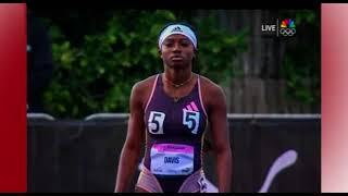 Tamari Davis  wins the women's 100m at the Bermuda Grand Prix in 11.04s