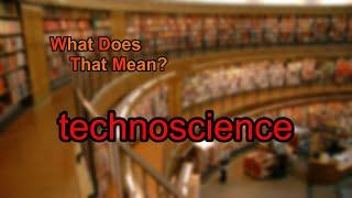 What does technoscience mean?