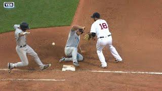 NYY@BOS: Umpires call for rules check on bizarre play