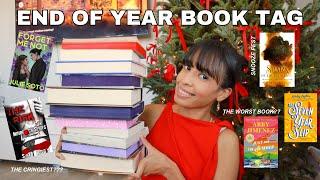 END OF YEAR BOOK TAG (cringiest book, prettiest cover, lowest rated, fave book, etc!) *bookmas 2024*