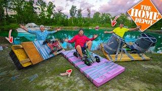 Home Depot 1v1v1 Build Your Own Amphibious Vehicle Challenge!! ($200 go kart conversion)