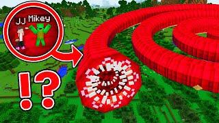 How Mikey and JJ Got Inside This Longest Scary Blood Worm in Minecraft - Maizen ?!