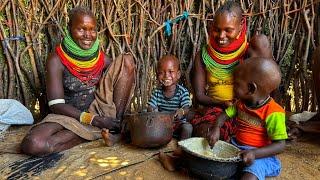 African Traditional  Village  life  Never  Shown On Tv/ Eating on Utensils  made from wood