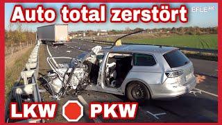 Tödlicher Verkehrsunfall auf B87 bei Eilenburg ️ PKW nach Zusammenstoß mit LKW total zerstört 