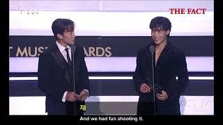 Woo Do-Hwan with Lee Sang-Lee as an awards presenter at TMA AWARDS 2023 ENGLISH SUBTITLES