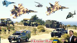 Today Ukrainian Mig-23  jets and Anti-tanks powerful Attack on Russian Military Convoy | GTA V