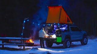 COLD Weather Truck Camping in Montana w/ Dog - ASMR