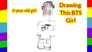 My heart Daughter Draw BTS Girl| Draw BTS Girl| My Daughter 6 year old girl drawing A cute Girl||