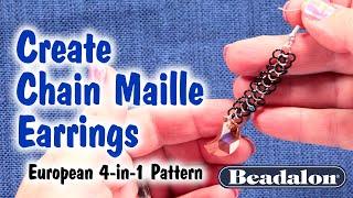 Create Chain Maille Earrings using the European 4-in-1 Pattern