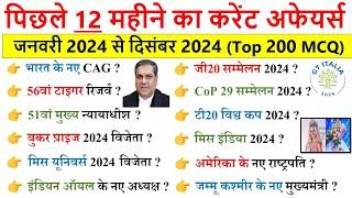 Last 12 months Current affairs 2024 | January to December 2024 | last 12 months current affairs