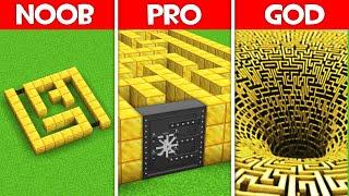 Minecraft Battle: GOLDEN MAZE BUILD CHALLENGE - NOOB vs PRO vs HACKER vs GOD in Minecraft!